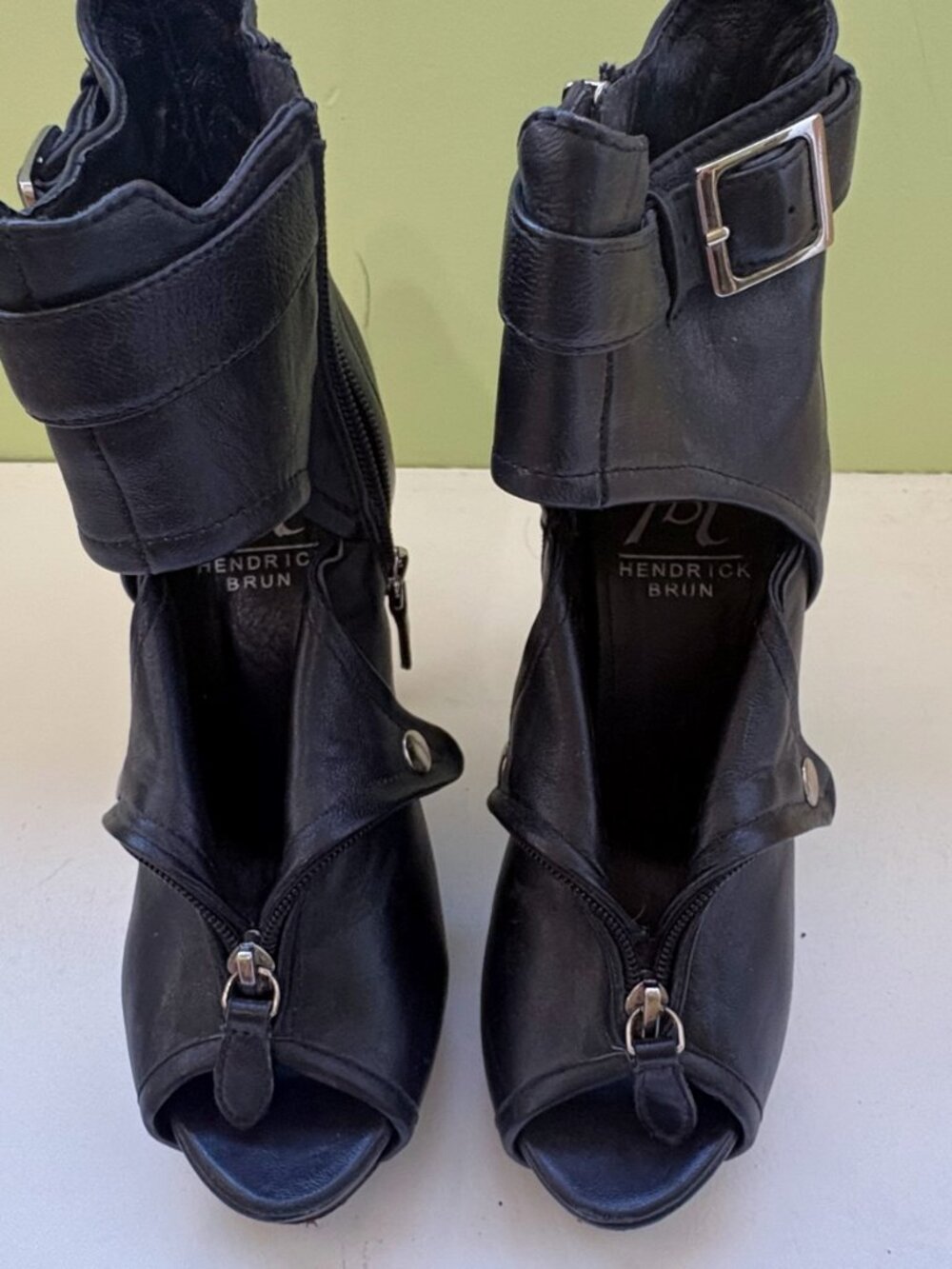 Black Leather Rocker Heels - Picture 3 of 4